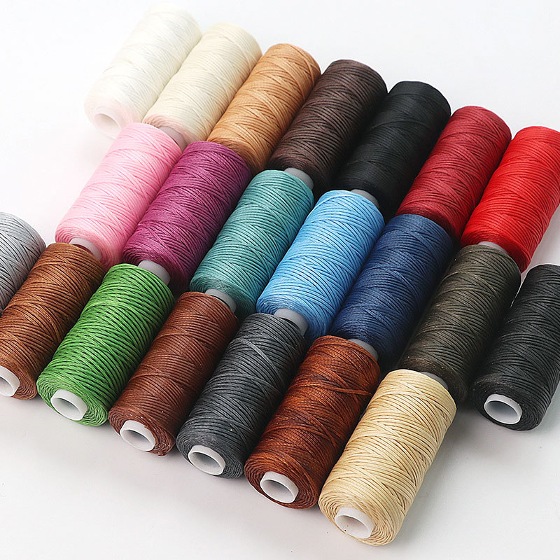 150D 소 가죽 손으로 꿰매는 diy 신발 수리 및 신발 수리 50m 플랫 왁스 실 가죽 실 두꺼운 실 손으로 꿰매는 실 땋은 실