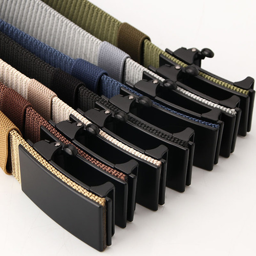 New style toothless automatic buckle canvas belt for young students outdoor casual breathable belt factory wholesale