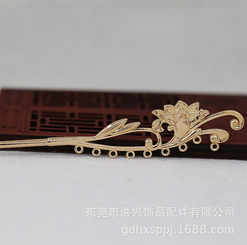 洪兴铜24k金保色76*12MM半成品发簪配件手工材料B946