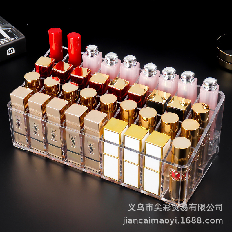 Transparent Lipstick Rack Lipstick Storage Box with 18 Gridss, 24 Gridss, 36 Gridss, 44 Gridss, Lipstick and Lip Glaze Rack, Various Styles Wholesale