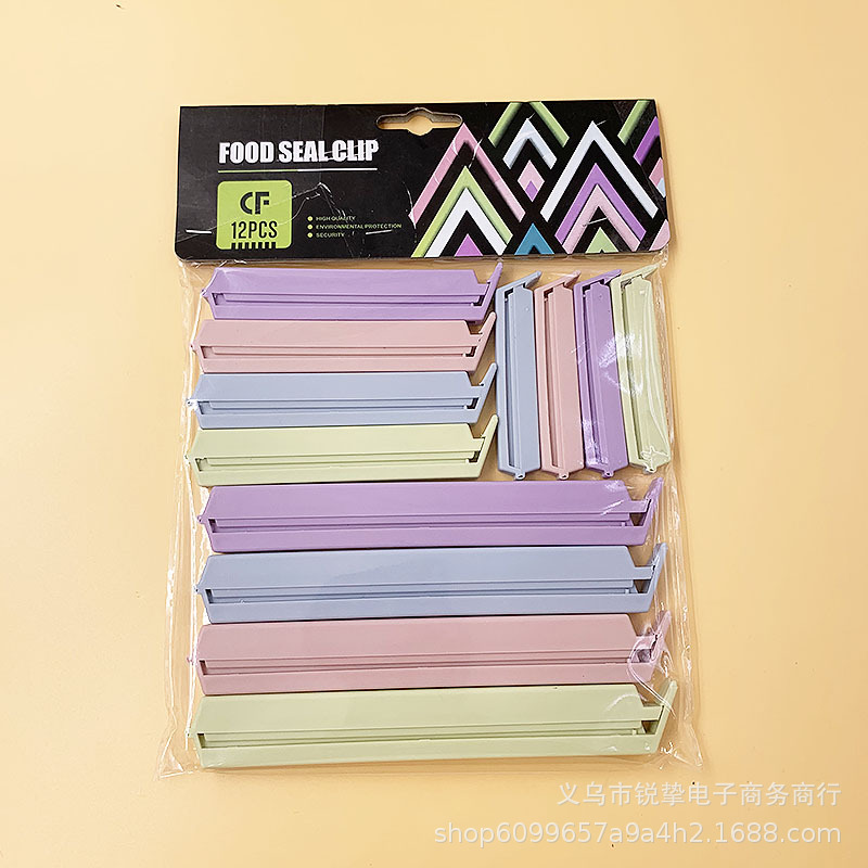 12pc食物封口夹家居零食奶粉食品袋简约创意密封器收纳夹子6pc