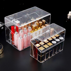 Transparent acrylic lip glaze organizer lipstick rack lipstick storage box with flip cover dustproof desktop cosmetics storage box