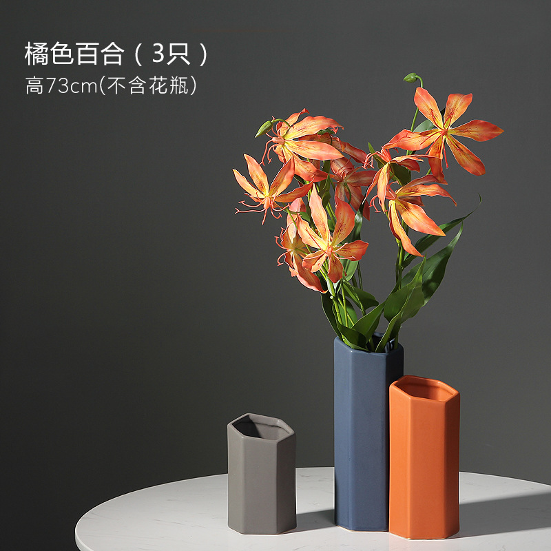 Moderno minimalista geométrico multilateral jarrón de cerámica florero hogar sala de estar diseñador decoración suave adornos