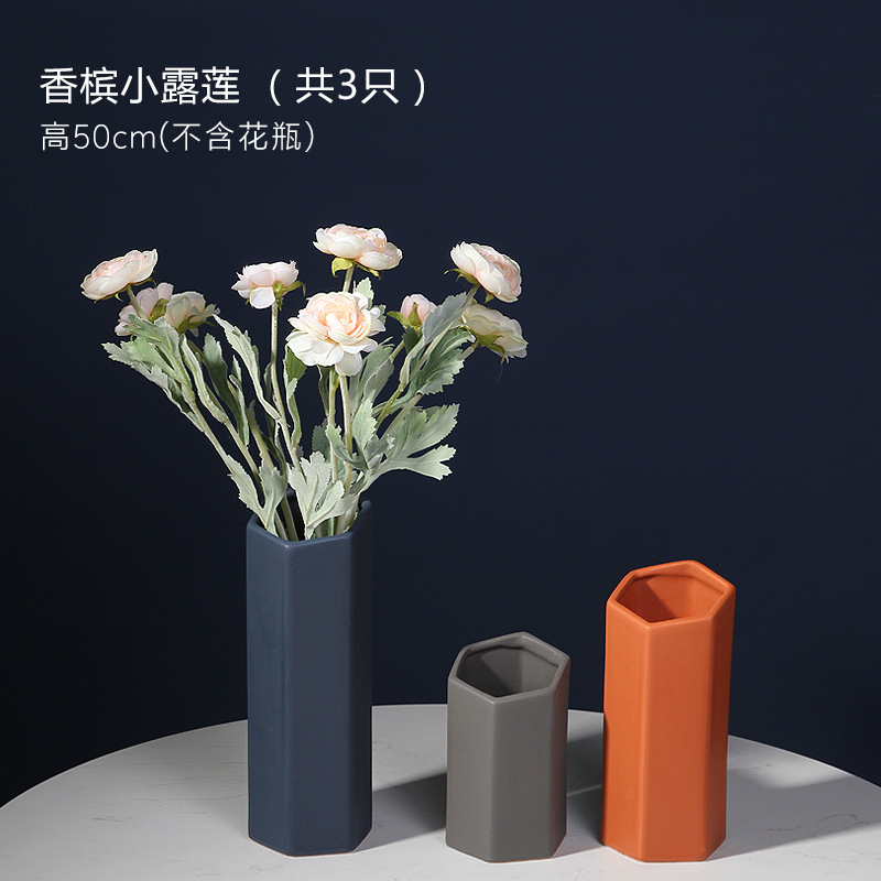 Moderno minimalista geométrico multilateral jarrón de cerámica florero hogar sala de estar diseñador decoración suave adornos