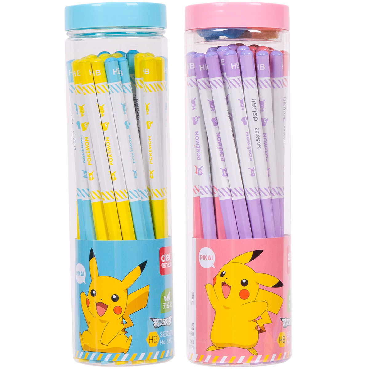 Deli 58123 pikachu serie de escritura lápiz hexagonal 36 barril HB autocontenido de goma sacapuntas