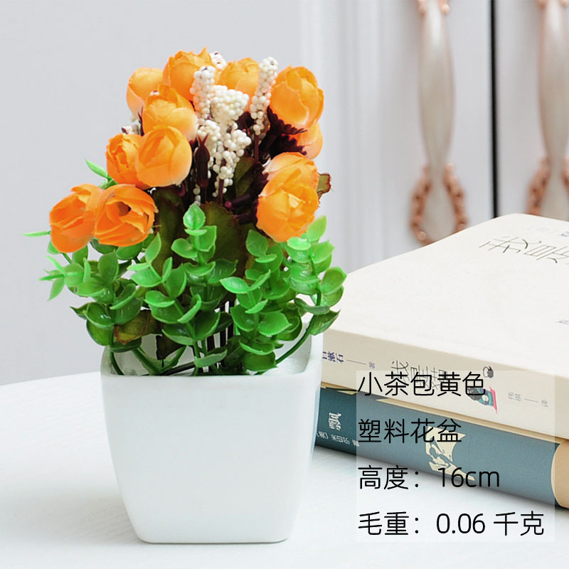 Flor artificial traje sala de estar mini decoración del hogar plástico floral mesa de café mesa de comedor pequeño bonsai maceta