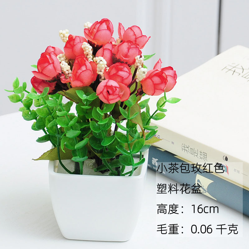 Flor artificial traje sala de estar mini decoración del hogar plástico floral mesa de café mesa de comedor pequeño bonsai maceta