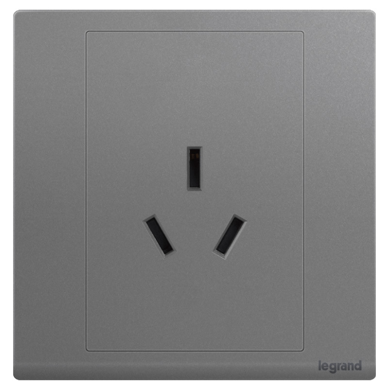 罗格朗legrand开关插座朗淳S深砂银三扁插座16A三孔空调插座86型