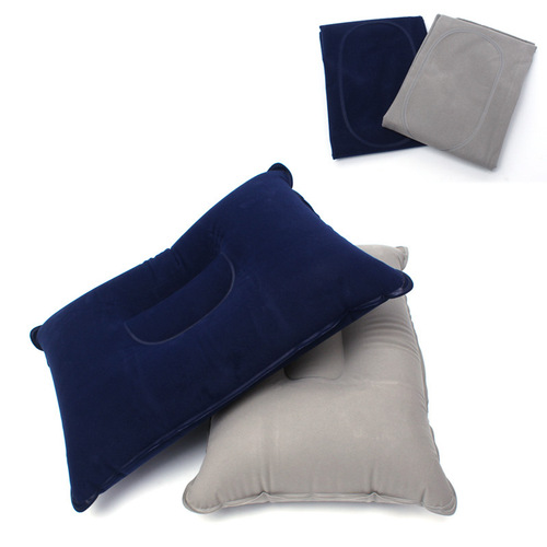 Outdoor inflatable pillow large thickened flocking square camping sleeping bag pillow lunch break cushion folding travel pillow