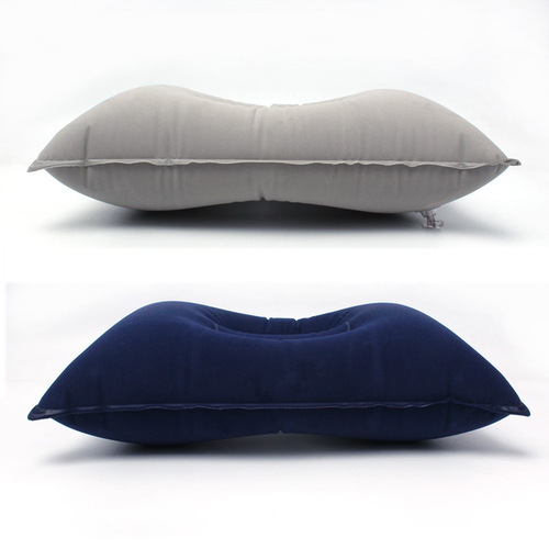 Outdoor inflatable pillow large thickened flocking square camping sleeping bag pillow lunch break cushion folding travel pillow
