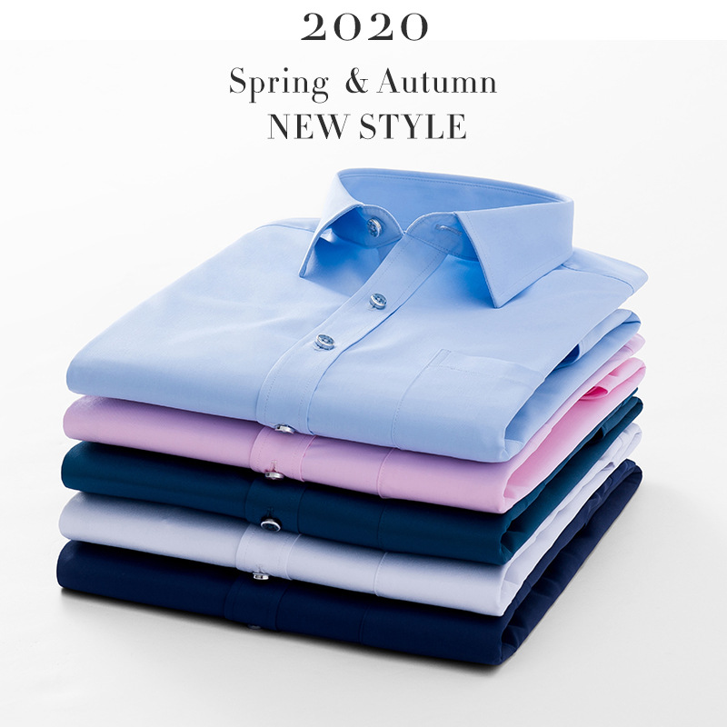 Camisa de hombre de negocios ropa de trabajo de manga larga antiarrugas sin planchar suave logotipo vinculante profesional camisa de primavera y verano para hombre