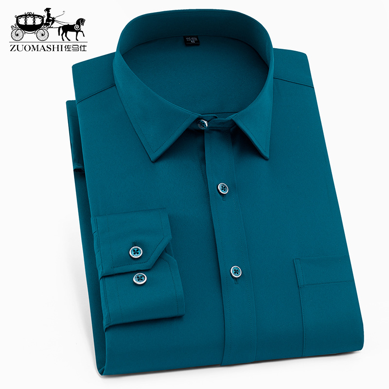 Camisa de hombre de negocios ropa de trabajo de manga larga antiarrugas sin planchar suave logotipo vinculante profesional camisa de primavera y verano para hombre