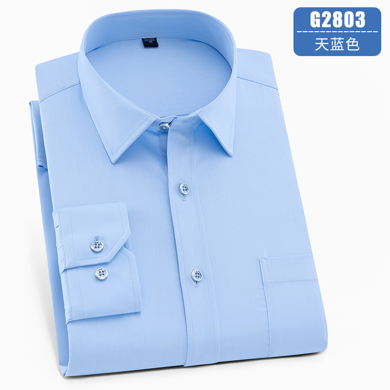Camisa de hombre de negocios ropa de trabajo de manga larga antiarrugas sin planchar suave logotipo vinculante profesional camisa de primavera y verano para hombre