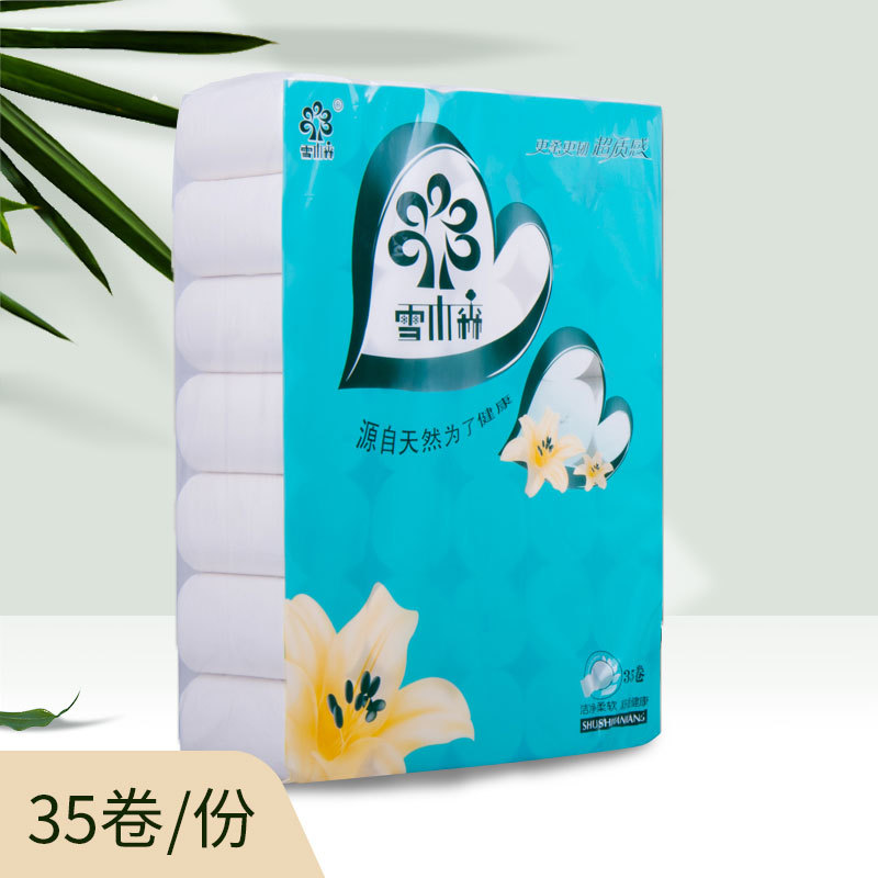 Xue Mu Sen household white toilet paper factory direct bulk 5kg 35 rolls of raw wood pulp wholesale postage