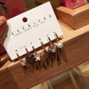 Cute set, asymmetrical earrings, silver needle, Japanese and Korean, silver 925 sample