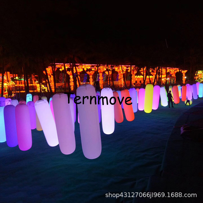 充气透明PVC悬挂立柱led七彩发光圆柱炫彩沙袋吊挂美陈装饰气柱