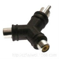 Y型RCA公转2RCA母音频转接头 Y型RCA一分二转接头