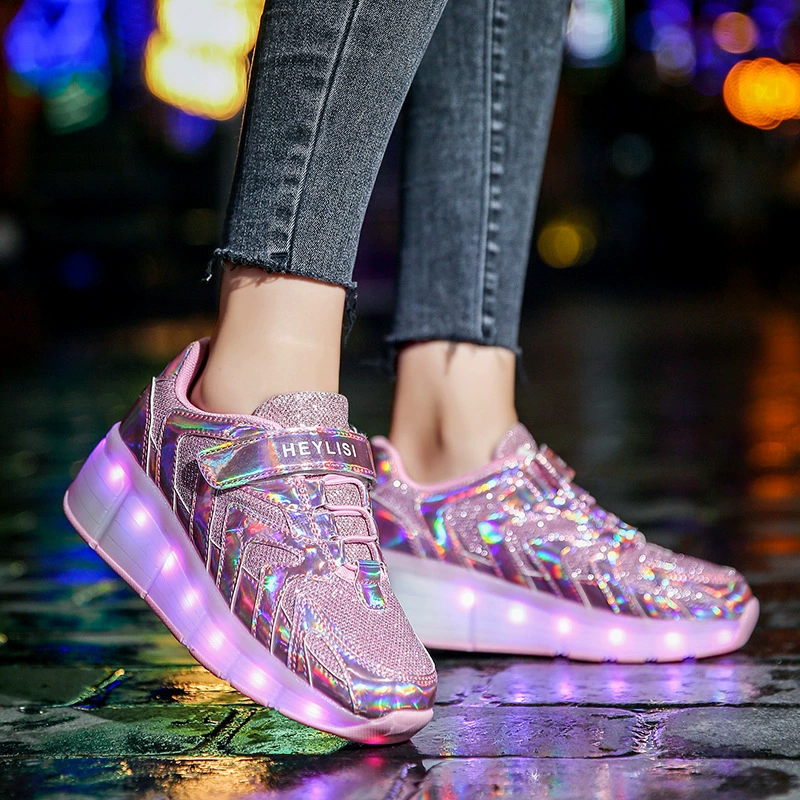 Детские туфли на одно колесо с подсветкой, USB-перезаряжаемая LED, мульти‑режим, размеры 28–40