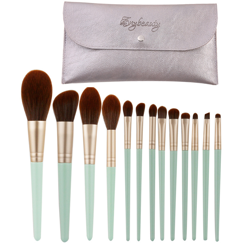 13 green leather bags