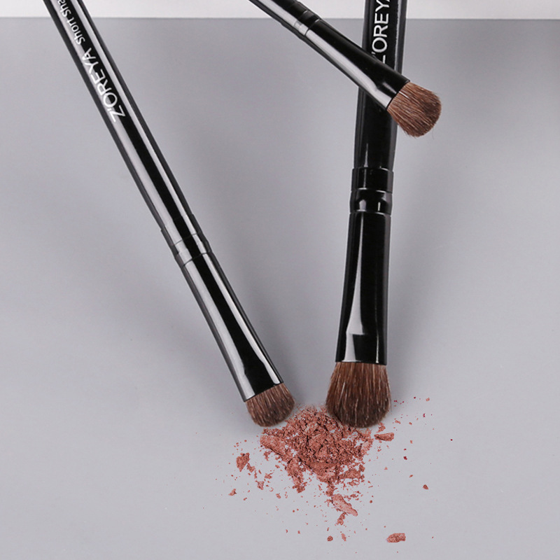 ZOREYA herramientas de belleza 6 pequeño Conjunto Clásico mango de madera negro pequeño pelo de caballo cepillo de sombra de ojos cepillo de maquillaje de pelo animal