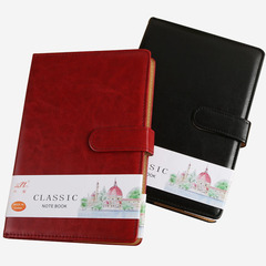 Business Leather-Faced Notebook PU Magnet Closure Notebook 25K Meeting Notebook Recording Notebook Office Supplies Wholesale
