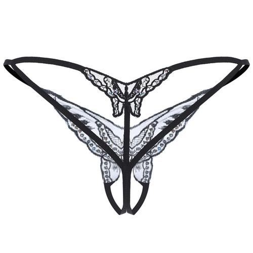 Lingerie for large sizes, novelty underwear with sequin embroidery, open-leg thong for women, sexy transparent T-shape underwear, direct from the source factory
