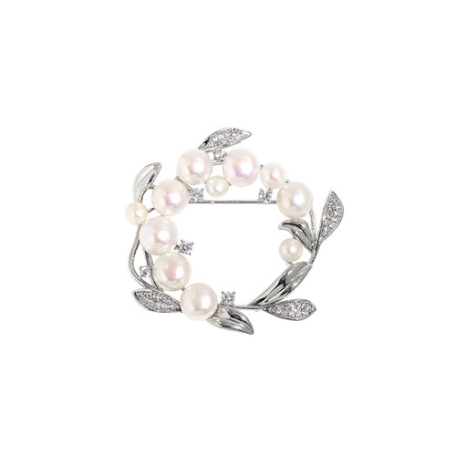 Tiffany's new garland freshwater brooch copper gold-plated European and American ins style corsage Korean version temperament retro female trend