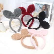 酒红色蝴蝶结发箍女洗脸敷面膜网红兔耳朵头箍头饰可爱酒吧发卡