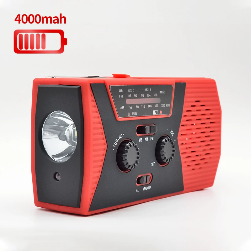 Портативный аварийный Солнечный перезаряжаемый фонарик с ручным приводом на 4000 мАч, многофункциональный, радиозарядка, сокровище