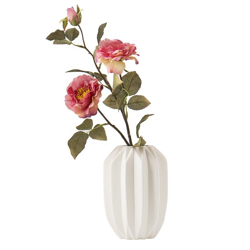 Nórdico creativo origami blanco florero de cerámica decoración moderna minimalista arreglo de flores decoración del hogar al por mayor