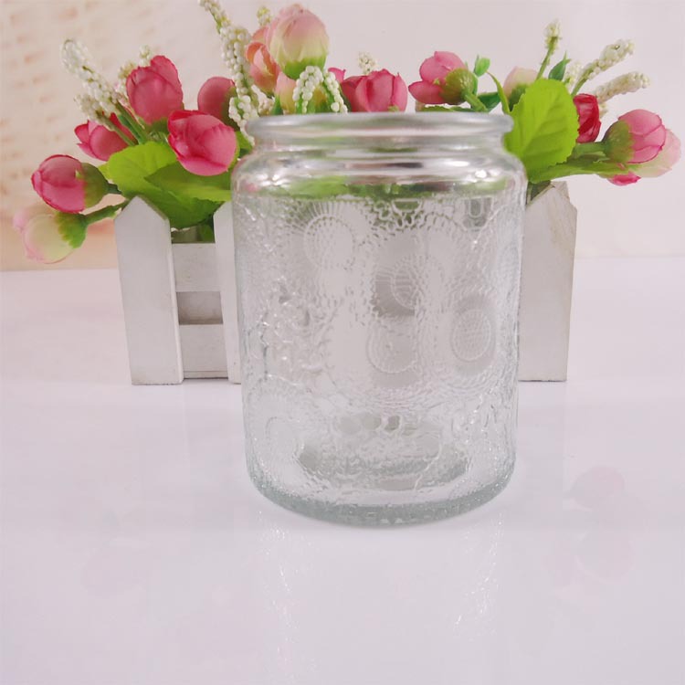 厂家直销玻璃蜡台浮雕工艺玻璃瓶蜡烛罐加工切割配套打孔等