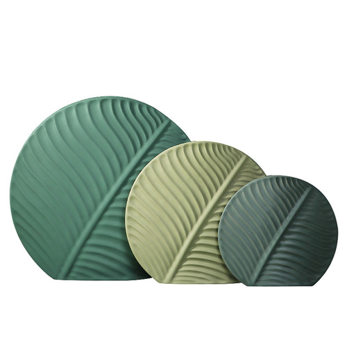 Nordic ceramic vase living room decorations dry flower arrangement desktop creative green leaves flower ware ornaments wholesale