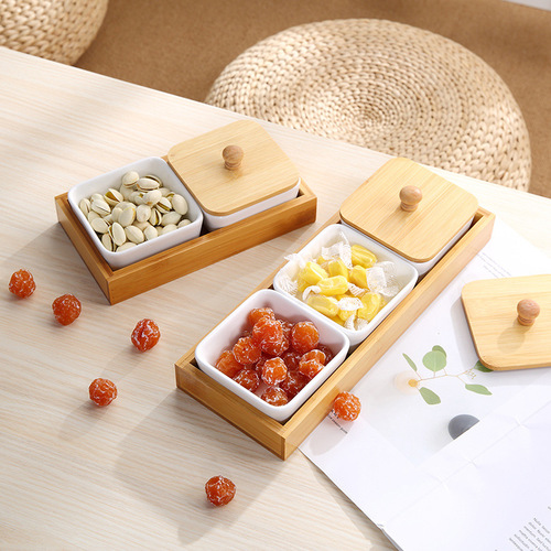 Japanese-style living room snack nut storage divided with lid dry fruit box pastry fruit snack plate seasoning plate candy plate