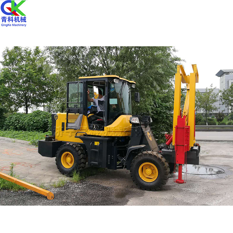 公路护栏钢管桩打压机 全液压护栏安装钻孔机 牧场果园打桩机