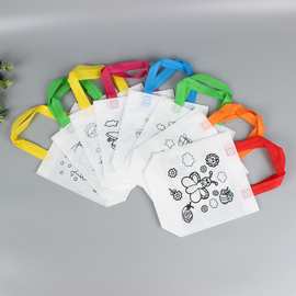 厂家直销袋子填色涂鸦包 卡通图片布袋 无纺布涂鸦袋