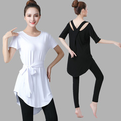 2024 Short Sleeve Yoga Set New Style Beauty Back Straps Long Yoga Suit Women Modal Fitness Set of Two