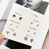 Earrings, set, small accessory from pearl, silver 925 sample, simple and elegant design