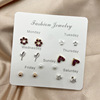 Earrings, set, small accessory from pearl, silver 925 sample, simple and elegant design