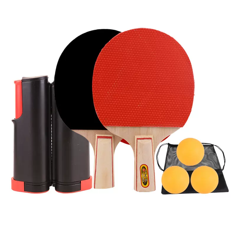 跨境自由伸缩乒乓球网架套装乒乓球拍套装便携伸缩网架3个乒乓球