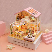 弘达DIY小屋蜜语时光木质手工拼装别墅模型创意复式阁楼女生礼物