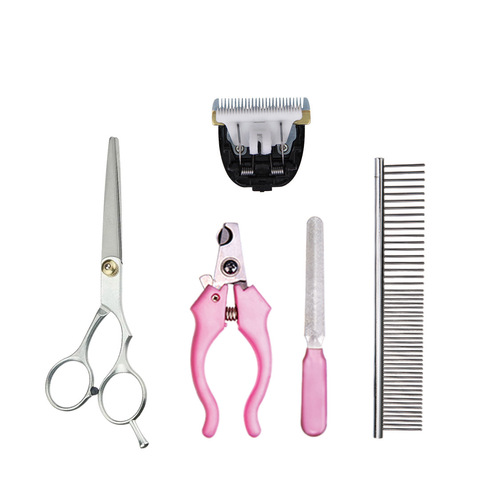 Cross-border pet shaver accessories, beauty scissors, trimming set, flat shearing tools, cat and dog nail clippers, steel comb