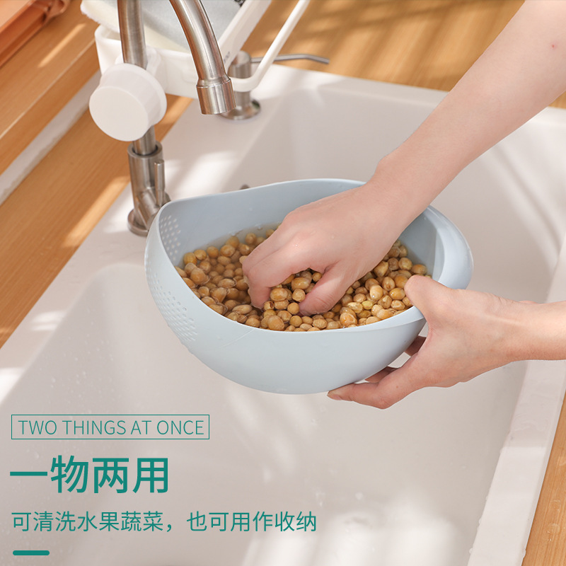 定制韩版创意家居淘米篮炫彩加厚厨房淘米器塑料沥水洗菜盆洗米筛