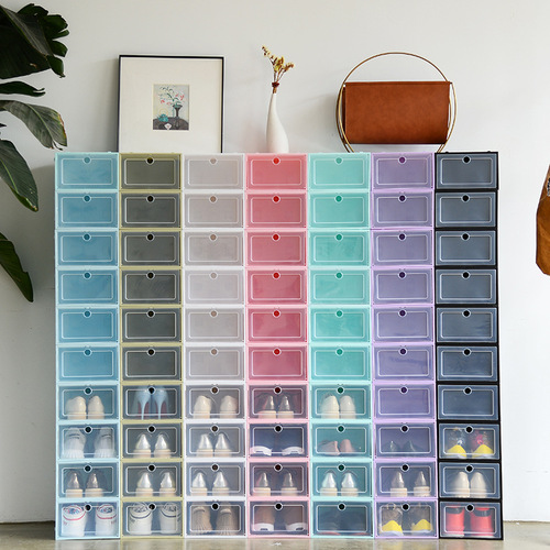 Flip thickened shoe box storage box transparent shoe plastic shoe box shoe cabinet shoe storage box home simple shoe rack