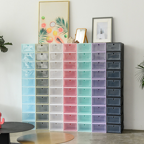 Flip thickened shoe box storage box transparent shoe plastic shoe box shoe cabinet shoe storage box home simple shoe rack
