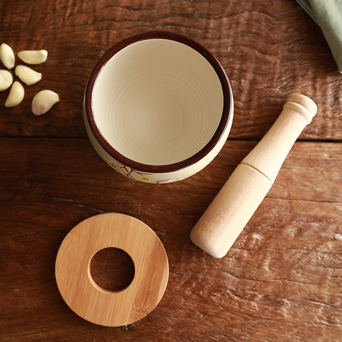 Ceramic garlic masher, medicine masher, garlic jar, medicine jar, crushing jar, crushing tool, garlic press, grinder, garlic paste mortar