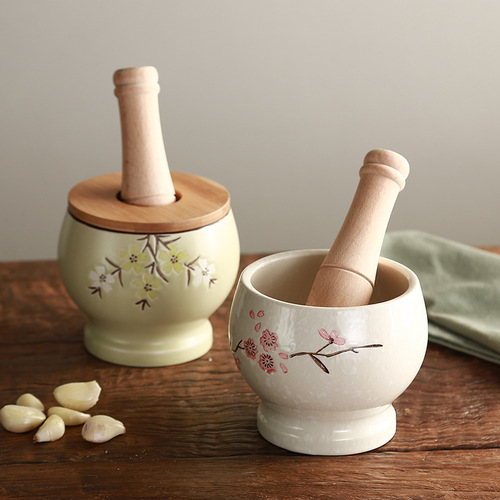 Ceramic garlic masher, medicine masher, garlic jar, medicine jar, crushing jar, crushing tool, garlic press, grinder, garlic paste mortar