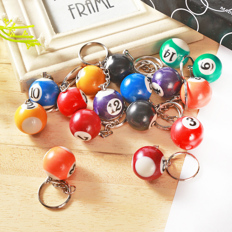 Mini simulation billiards keychain color table ball Jewelry pendant billiards small gift souvenir factory wholesale