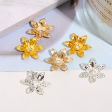 慕玛厂家直销diy饰品配件14*11mm六叶小花加花芯 汉服发簪材料