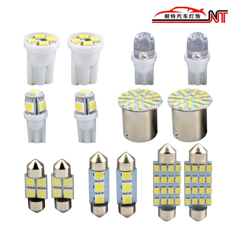 Автомобильный светодиодный комбинированный костюм 14 шт T10 ширина света двойной наконечник свет для Чтения номерного знака свет внутреннего освещения