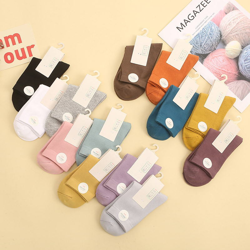 Manufacturer Wholesale Three-leaf Bamboo Women's Combed Cotton Mid-calf Socks Breathable Sweat-absorbent Candy Color Breathable Sweat-absorbent Versatile Stockings Manufacturer Wholesale Three-leaf Bamboo Women's Combed Cotton Mid-calf Socks Breathable Sweat-absorbent Candy Color Breathable Sweat-absorbent Versatile Stockings